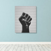 Solidaritätsfaust in Carbon Fibre Print Style Leinwanddruck (Insitu (Holzboden))