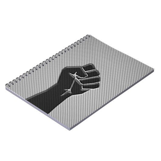 Solidaritätsfaust in Carbon Fibre Print Style Notizblock (Linke Seite)