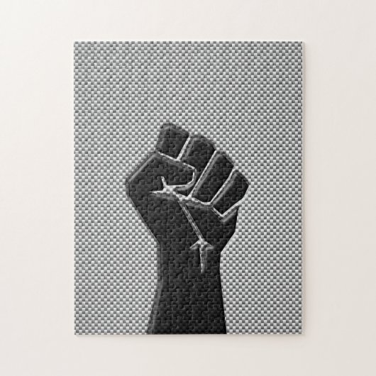 Solidaritätsfaust in Carbon Fibre Print Style Puzzle (Vertikal)
