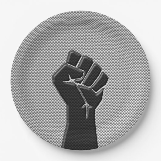 Solidaritätsfaust in der Dekoration aus Kohlenstof Pappteller (Vorderseite)