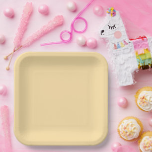 Solide beige 9 Zoll quadratische Party-Papierplatt Pappteller