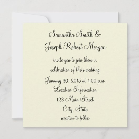 Solide beige Hochzeit Einladung (Vorderseite)