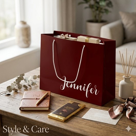 Solide bordeauxrote große Geschenktasche mit indiv Geschenktüte