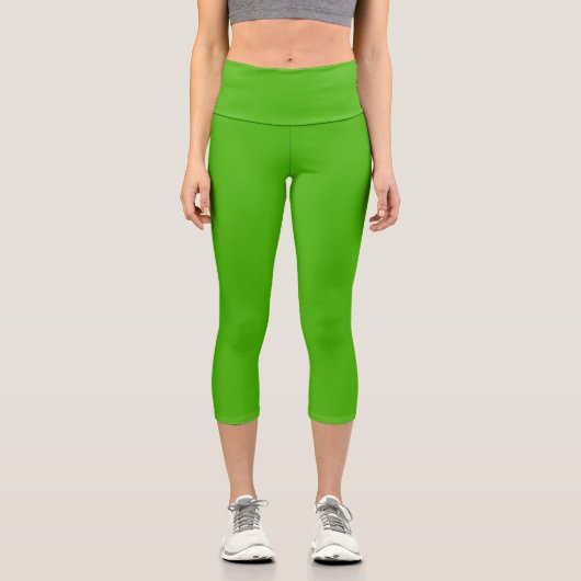 Solide Farbe kelgrün Capri Leggings (Vorderseite)
