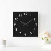 Solide Farbe: Schwarz Quadratische Wanduhr (Zuhause)
