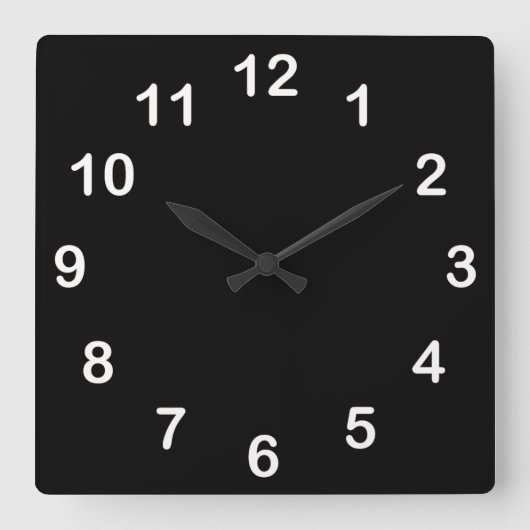 Solide Farbe: Schwarz Quadratische Wanduhr (Vorderseite)