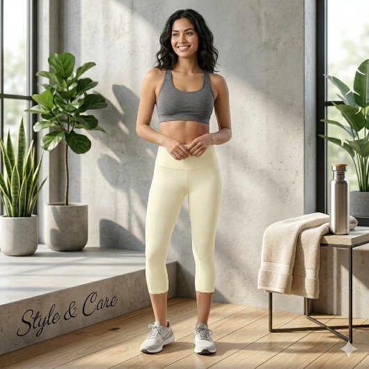 Solide Ivory Color Capri Leggings