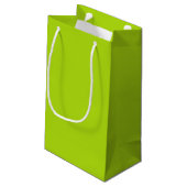 Solide Limettengrüne Farbe Kleine Geschenktüte (Rückseite Schrägansicht)