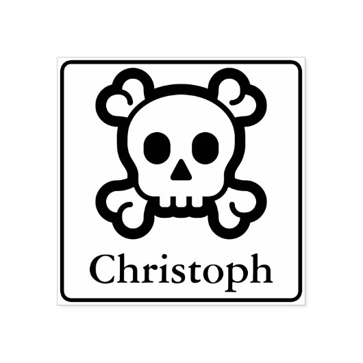 Solide Rahmen & Icon - SKULL & BONES + Name Gummistempel (Prägung)
