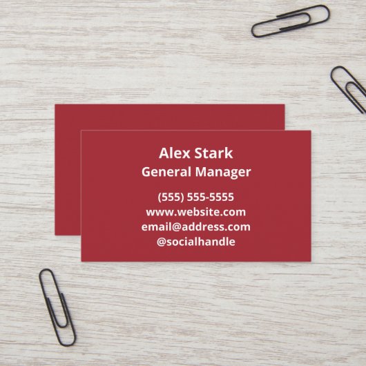 Solide Red Business Cards Visitenkarte (Vorderseite/Rückseite Beispiel)