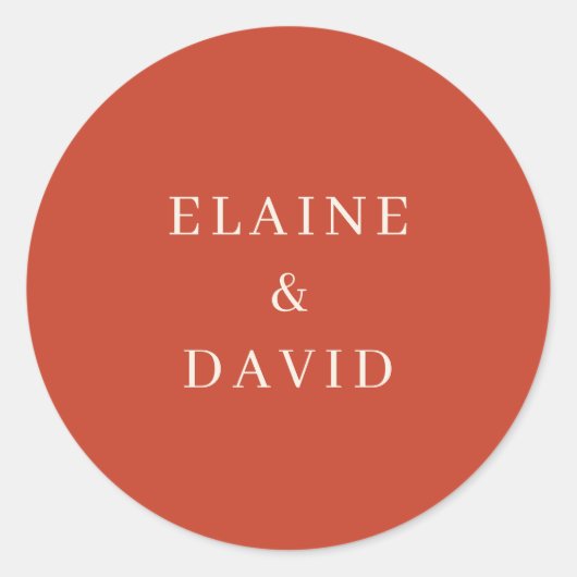 Solide rustikale Orange Moderne Hochzeit Runder Aufkleber (Vorderseite)