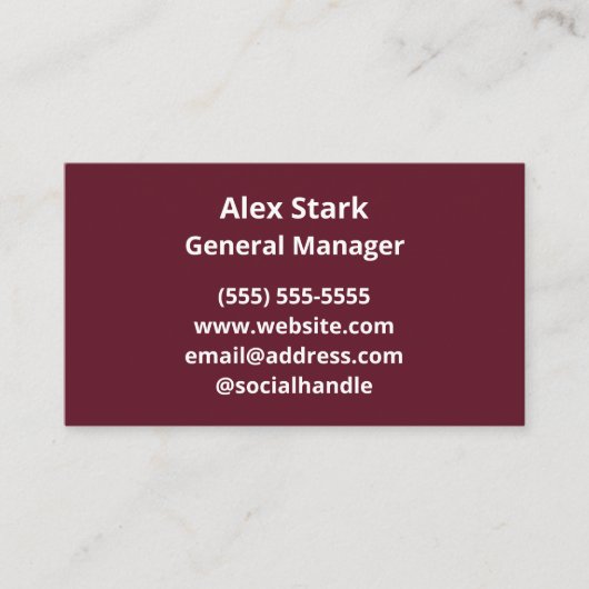 Solide Wine Red Business Cards Visitenkarte (Vorderseite)