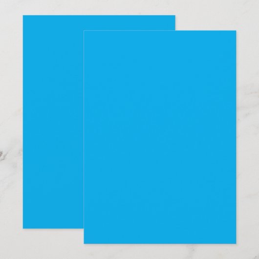 Solider Cyan-Blauer Hintergrund Einladung (Vorne/Hinten)