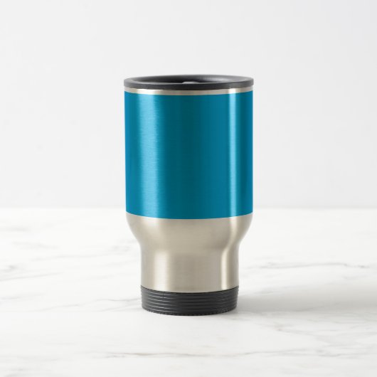 Solider Cyan-Blauer Hintergrund | Minimalistischer Reisebecher (Mittel)