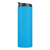 Solider Cyan-Blauer Hintergrund | Minimalistischer Thermosbecher (Nach rechts gedreht)