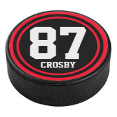 Solider Ring & Dot schwarz + Ihr Name und Ihre Num Eishockey Puck (3/4)