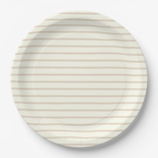 Solides Elfenbein und Mandelfarben minimalistische Pappteller (Vorderseite)