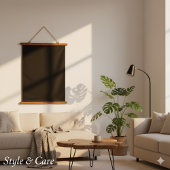 Solides Schwarz 66cmx91cm Vertikal Wandteppich Mit Holzrahmen