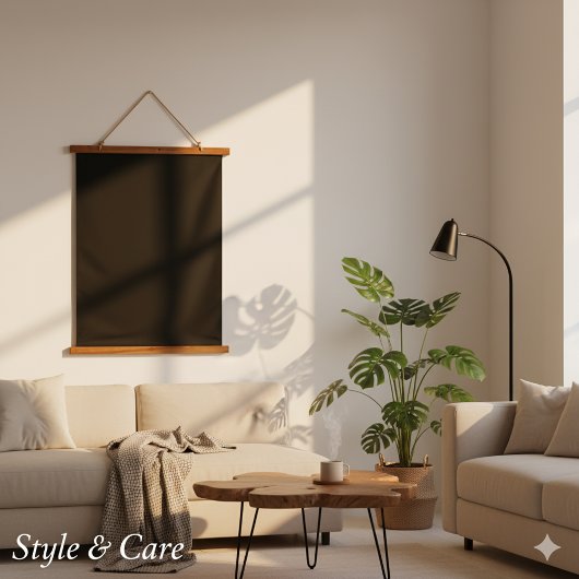 Solides Schwarz 66cmx91cm Vertikal Wandteppich Mit Holzrahmen