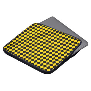 Solides Schwarz-Gold-Chevron-Muster Laptopschutzhülle