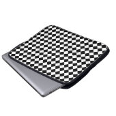 Solides Schwarz-Weiß-Chevron-Muster Laptopschutzhülle (Vorne Knopf)