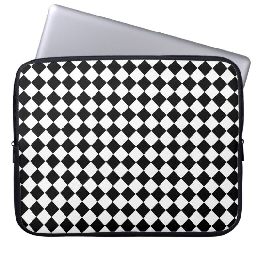 Solides Schwarz-Weiß-Chevron-Muster Laptopschutzhülle (Vorderseite)
