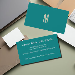 solides Teal - Monogramm hinzufügen Visitenkarte