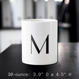 solides Weiß - schwarzes Monogramm hinzufügen Jumbo-Tasse