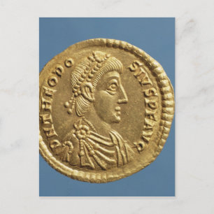 Solidus of Theodosius I the Great draped Postkarte