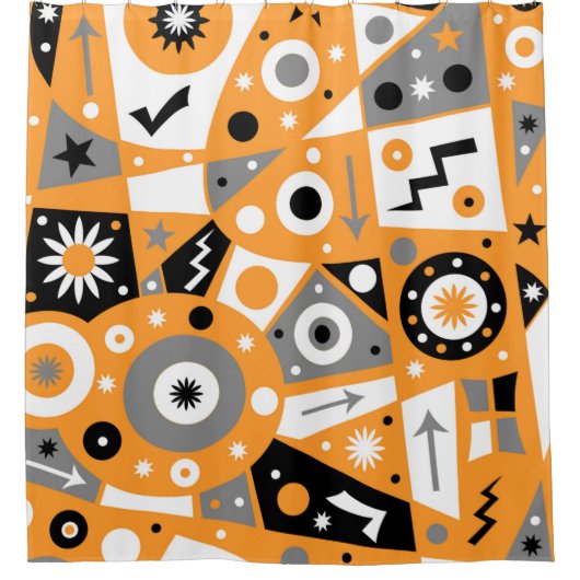 Solidus Orange Geometric Duschvorhang (Vorderseite)