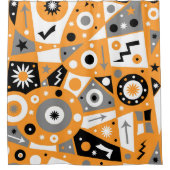 Solidus Orange Geometrischer Duschvorhang (Vorderseite)