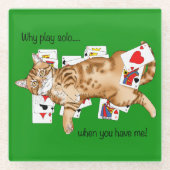 Solitaire Game Cards Cat Glasuntersetzer (Vorderseite)