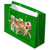 Solitaire Game Cards Cat Große Geschenktüte (Vorderseite Schrägansicht)