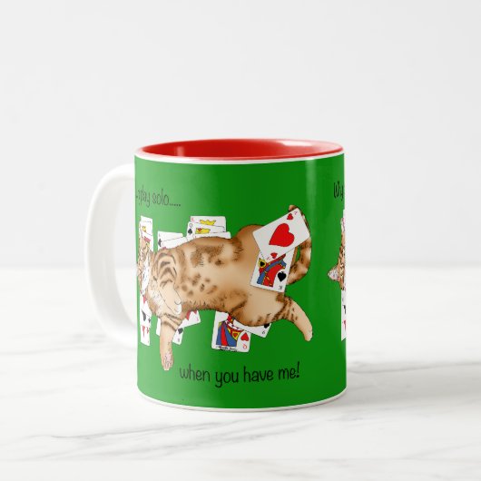 Solitaire Game Cards Cat Zweifarbige Tasse (Vorderseite Links)