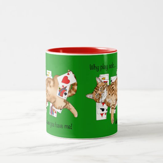 Solitaire Game Cards Cat Zweifarbige Tasse (Mittel)