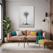 Solitaire Reflexion Minimalistische Schwarz-Weiß-K Poster