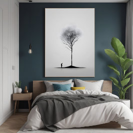 Solitaire Reflexion Minimalistische Schwarz-Weiß-K Poster