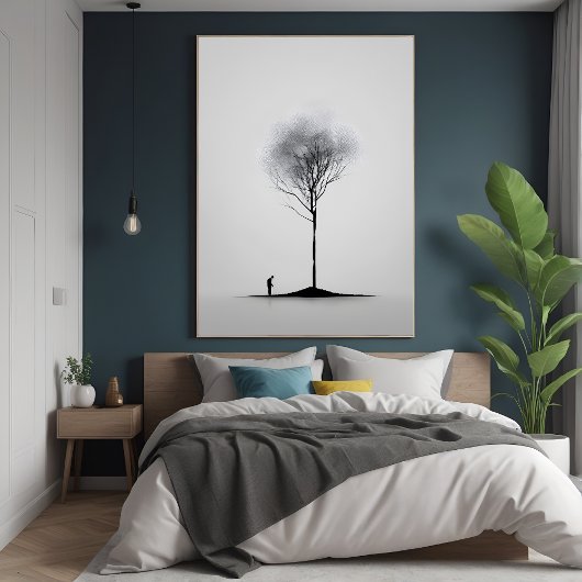 Solitaire Reflexion Minimalistische Schwarz-Weiß-K Poster