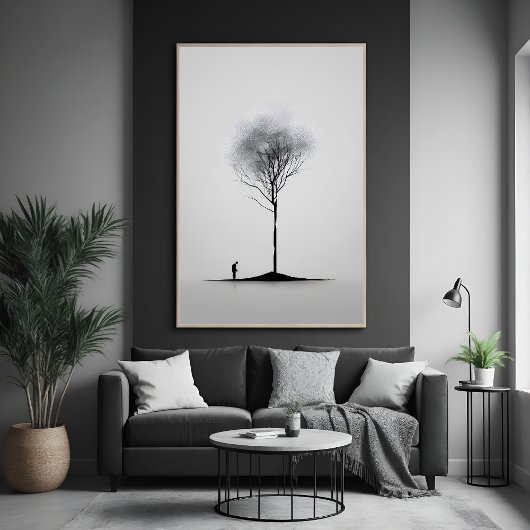 Solitaire Reflexion Minimalistische Schwarz-Weiß-K Poster