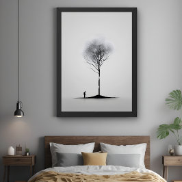 Solitaire Reflexion Minimalistische Schwarz-Weiß-K Poster