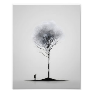 Solitäre Reflektion Minimalistisch Schwarz-Weiß Fotodruck