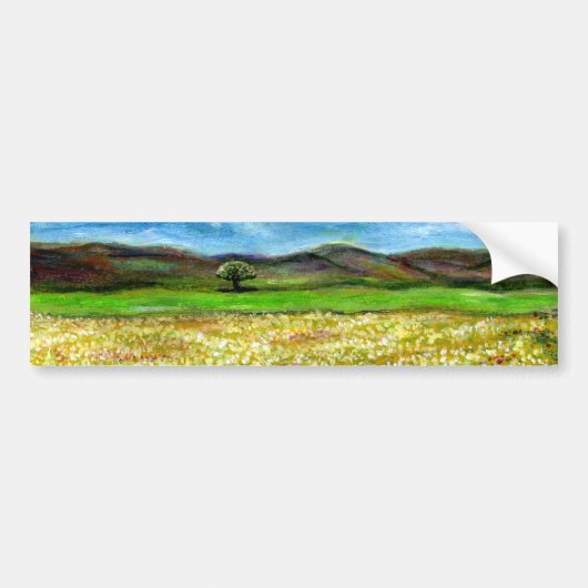 SOLITÄRISCHER BAUM IM BEREICH DER GELBEN BLUME, TU AUTOAUFKLEBER (Vorne)