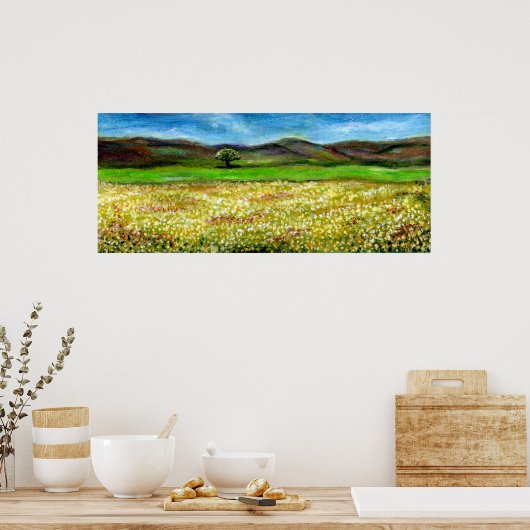 SOLITÄRISCHER BAUM IM BEREICH DER GELBEN BLUME, TU POSTER (Küche)