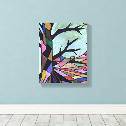 SOLITÄRISCHER BAUM IM MONLIGHT LEINWANDDRUCK (Insitu (Holzboden))