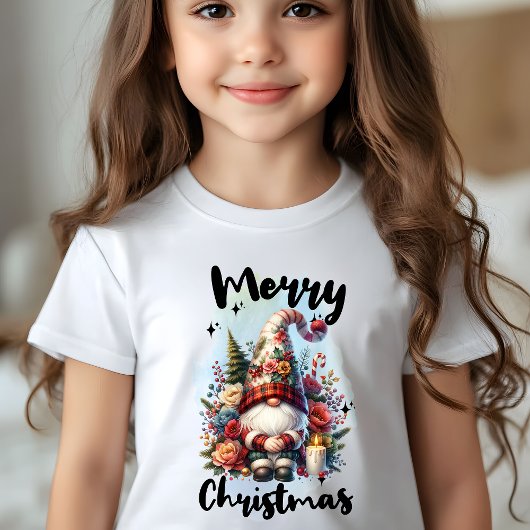Solitary Christmas Gnome with Floral Crown Candle T-Shirt