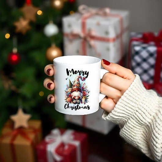 Solitary Christmas Gnome with Floral Crown Candle Tasse