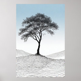 Solitary Elegance: Ein Minimalistischer Baum im St Poster
