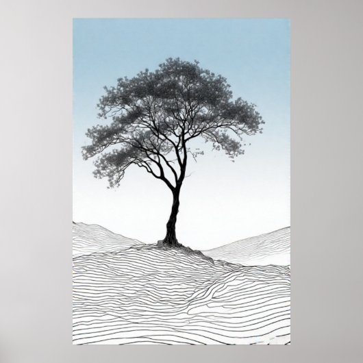Solitary Elegance: Ein Minimalistischer Baum im St Poster (Vorne)