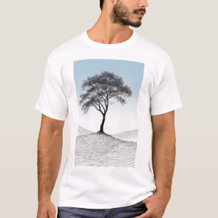 Solitary Elegance: Ein Minimalistischer Baum im St T-Shirt