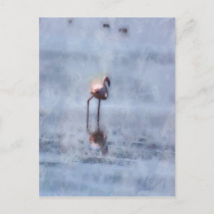 Solitary Flamingo Watercolor Postkarte